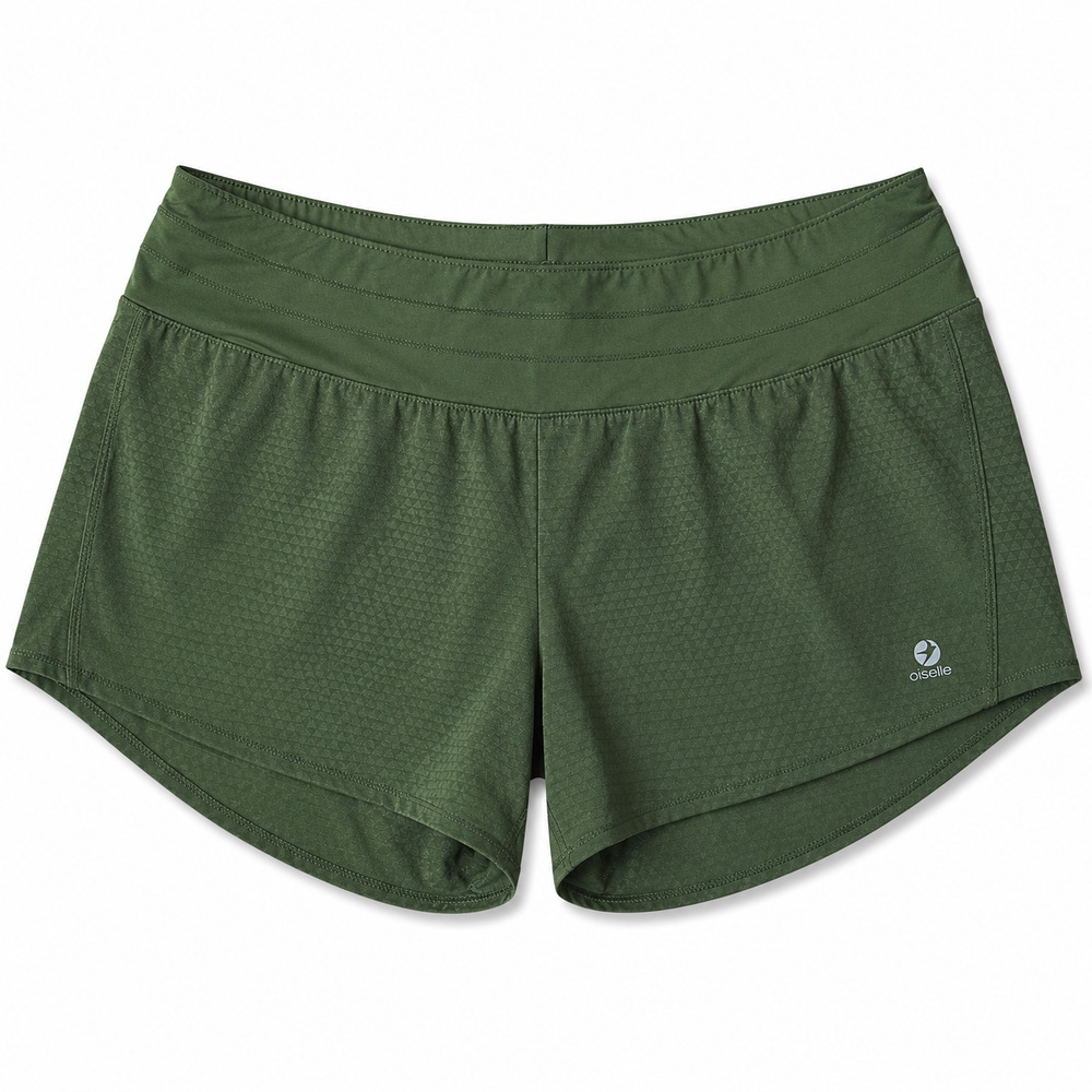 Oiselle Roga Running Shorts Women's Size 8 Olive Green Lined Zip Pocket